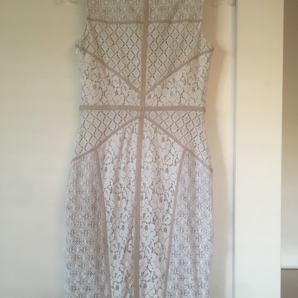 Maggy London dress, Ivory and taupe lace colors - Picture 2 of 4